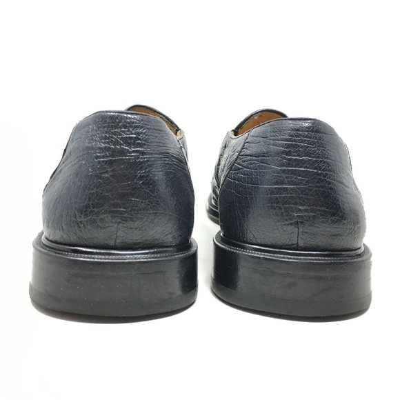 Mezlan Platinum Loafers Shoes Sz 9.5 Black Ostrich main image 6
